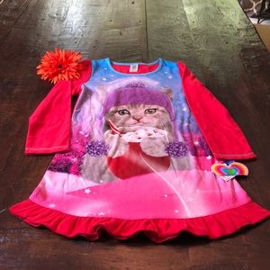 Girls Winter Kitty Pajamas.